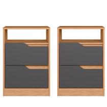 Kit 2 Mesas de Cabeceira 2 Gavetas Sara Freijó Titanium