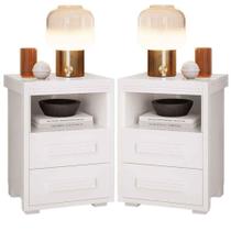 Kit 2 Mesas De Cabeceira 2 Gavetas Tóquio 100% Mdf - Casa Chick Branco
