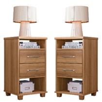 Kit 2 Mesas de Cabeceira 2 Gavetas Valente Cedro - Rud Rack
