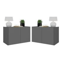 Kit 2 Mesas De Cabeceira 2 Portas Mp4135 Grafite Grafite