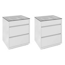 Kit 2 Mesas De Cabeceira 3 Gavetas 010023 Branco DCASA Kit 2 Mesas De Cabeceira 3 Gavetas 010023 Branco DCASA