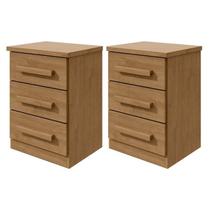 Kit 2 Mesas de Cabeceira 3 Gavetas Baião Plus Amêndoa Clean