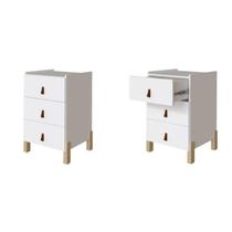 Kit 2 Mesas de Cabeceira 3 Gavetas Dumont Yescasa