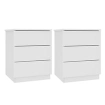 Kit 2 Mesas de Cabeceira 3 Gavetas Veronna Neve Kit 2 Mesas de Cabeceira 3 Gavetas Veronna Neve