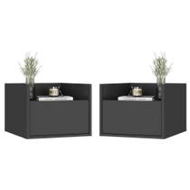 Kit+2 Mesas De Cabeceira 40cm Suspensa Mp4043 Preta Kit+2 Mesas De Cabeceira 40cm Suspensa Mp4043 Preta