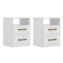 Kit 2 Mesas De Cabeceira Apolo 2 Gavetas Branco Flex Moval