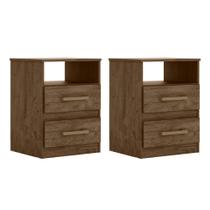 Kit 2 Mesas De Cabeceira Apolo 2 Gavetas Castanho Wood Flex Moval Kit 2 Mesas De Cabeceira Apolo 2 Gavetas Castanho Wood Flex Moval