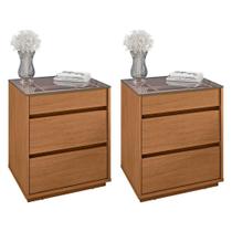 Kit 2 Mesas de Cabeceira Belize 3 Gavetas - Casa D Kit 2 Mesas de Cabeceira Belize 3 Gavetas - Casa D
