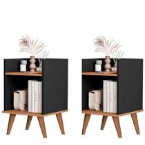 Kit 2 Mesas de Cabeceira Bella criado quarto Retrô Com Nicho Prateleira Kit 2 Mesas de Cabeceira Bella criado quarto Retrô Com Nicho Prateleira