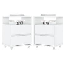 Kit 2 Mesas De Cabeceira Campeche Branco - Henn