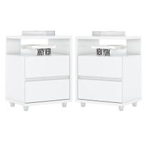 Kit 2 Mesas De Cabeceira Campeche Branco Henn