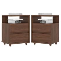 Kit 2 Mesas de Cabeceira Campeche Castanho Henn