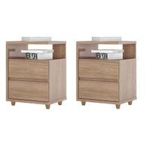 Kit 2 Mesas De Cabeceira Campeche Jequitibá Brilho Henn