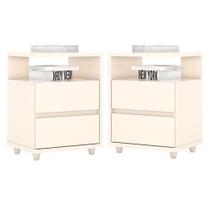 Kit 2 Mesas De Cabeceira Campeche Off White - Henn