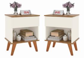 Kit 2 Mesas De Cabeceira Classic Duda Off White Freijó