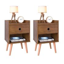 Kit 2 Mesas De Cabeceira Com Gaveta Para Quarto Decore Retro - Kit 2 Mesas De Cabeceira Com Gaveta Para Quarto Decore Retro -