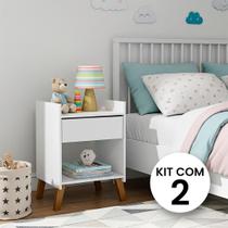 Kit 2 Mesas de Cabeceira Com Gaveta Veneza Para Quarto Kit 2 Mesas de Cabeceira Com Gaveta Veneza Para Quarto