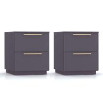 Kit 2 Mesas De Cabeceira Dubai 2 Gavetas Alasca VR Kit 2 Mesas De Cabeceira Dubai 2 Gavetas Alasca VR