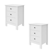 Kit 2 Mesas de Cabeceira Dubai com 3 Gavetas New Branca Kit 2 Mesas de Cabeceira Dubai com 3 Gavetas New Branca
