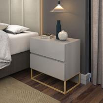 Kit 2 Mesas De Cabeceira Eros 45cm Estilo Europeu Pés De Metal Dourado Para Cama Casal / Queen Luxuosa Para Quarto