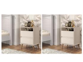 Kit 2 Mesas de Cabeceira Estilo Retro Pés Palito Suto Off white - MJM Casa dos Moveis