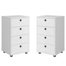 Kit 2 Mesas de Cabeceira Gaveteiro Multiuso 4 Gavetas Branco