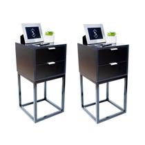 Kit 2 Mesas de Cabeceira Industrial 30cm Preto 2 Gavetas Base Metal Preto Lado Cama Kit 2 Mesas de Cabeceira Industrial 30cm Preto 2 Gavetas Base Metal Preto Lado Cama