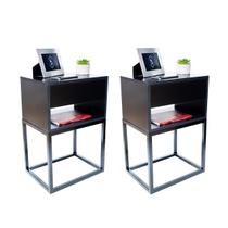 Kit 2 Mesas de Cabeceira Industrial 40cm Preto Gaveta e Nicho Base Metal Preta Lado Cama Kit 2 Mesas de Cabeceira Industrial 40cm Preto Gaveta e Nicho Base Metal Preta Lado Cama