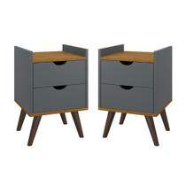 Kit 2 Mesas de Cabeceira Juma Moderna com 2 gavetas - Várias Cores