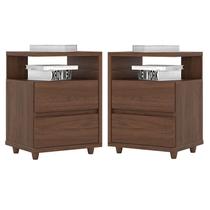Kit 2 Mesas de Cabeceira Lacy Castanho Henn Kit 2 Mesas de Cabeceira Lacy Castanho Henn