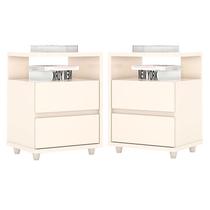 Kit 2 Mesas de Cabeceira Lacy Off White Henn