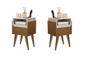 Kit 2 Mesas de Cabeceira Luxo com 1 Gaveta Pés Palito Yasmim Plus - Cores - Comprar Moveis para sua Casa