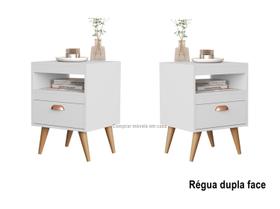 Kit 2 mesas de cabeceira Mendes Pés Palito Cor: Branco / nature - Comprar Móveis em Casa