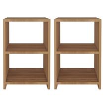 Kit 2 Mesas de Cabeceira Mesinha Nicho Quarto Decoração Nogal Pamela Camaleão