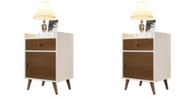 Kit 2 Mesas De Cabeceira Montana Perola / Caramelo Kit 2 Mesas De Cabeceira Montana Perola / Caramelo