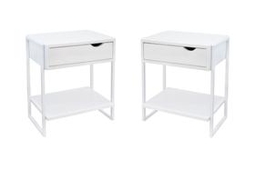 KIT 2 Mesas de Cabeceira Mordomo Lateral Cama Com Gaveta Nicho Minimalista Branco