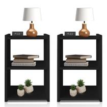 Kit 2 Mesas de Cabeceira Nicho 30 cm MDF Preto MP