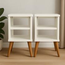 Kit 2 Mesas de Cabeceira Nicho Quarto Pés Retrô Reguláveis Kit 2 Mesas de Cabeceira Nicho Quarto Pés Retrô Reguláveis