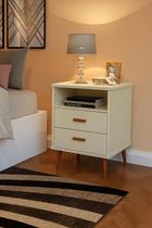 Kit 2 Mesas De Cabeceira OffWhite Com 2 Gavetas e Nicho designer moderno Kit 2 Mesas De Cabeceira OffWhite Com 2 Gavetas e Nicho designer moderno