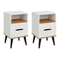 Kit 2 Mesas De Cabeceira OLD 2 Gavetas e Nicho Para Quarto Moderno e Elegante Kit 2 Mesas De Cabeceira OLD 2 Gavetas e Nicho Para Quarto Moderno e Elegante