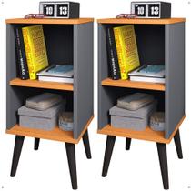 Kit 2 Mesas de Cabeceira para Quarto Charme Retrô Cinza Cinamomo Apoio de Cama box Mesinha Kit 2 Mesas de Cabeceira para Quarto Charme Retrô Cinza Cinamomo Apoio de Cama box Mesinha