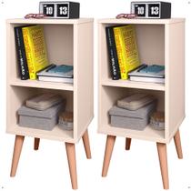 Kit 2 Mesas de Cabeceira para Quarto Charme Retrô OffWhite Apoio de Cama box Mesinha Kit 2 Mesas de Cabeceira para Quarto Charme Retrô OffWhite Apoio de Cama box Mesinha