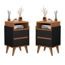 Kit 2 Mesas de Cabeceira Pés Palito 2 Gavetas Venon Cores - Comprar Moveis em Casa