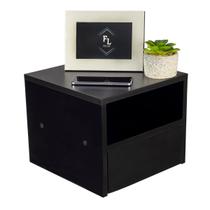 Kit 2 Mesas de Cabeceira Pretas 30cm 1 Gaveta e 1 Nicho Suspensas Montada FL Decor