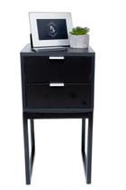 Kit 2 Mesas de Cabeceira Preto Industrial 40cm 2 Gavetas