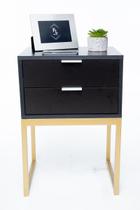 Kit 2 Mesas de Cabeceira Preto Industrial 40cm 2 Gavetas