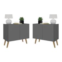 Kit 2 Mesas De Cabeceira Retrô 2 Portas Grafite natural. Kit 2 Mesas De Cabeceira Retrô 2 Portas Grafite natural.