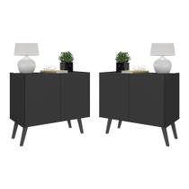 Kit 2 Mesas de Cabeceira Retrô 2 Portas Multimóveis MP4138