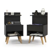 Kit 2 Mesas de Cabeceira Retrô Mesinhas com Gaveta Moderno Criado Quarto Casal Solteiro Kit 2 Mesas de Cabeceira Retrô Mesinhas com Gaveta Moderno Criado Quarto Casal Solteiro