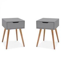 Kit 2 Mesas de Cabeceira Retrô Pés Palito Memphis Laqueado Kit 2 Mesas de Cabeceira Retrô Pés Palito Memphis Laqueado